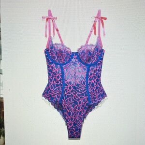 Savage X Fenty Ribbon Writing Lace Teddy Set